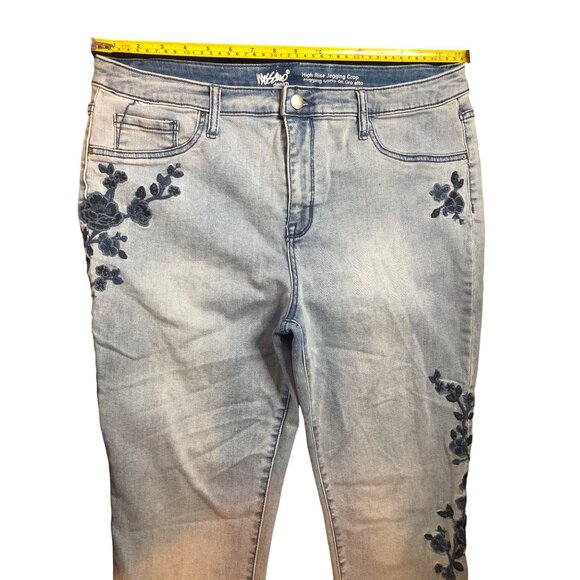 Mossimo Women’s High Rise Floral Embroidery  Cropped Jeggings Girlfriend Jeans S - Picture 2 of 8